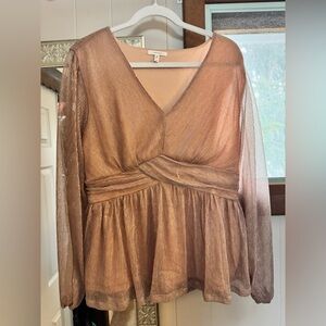 Shimmering Rose Gold Long Sleeve Top